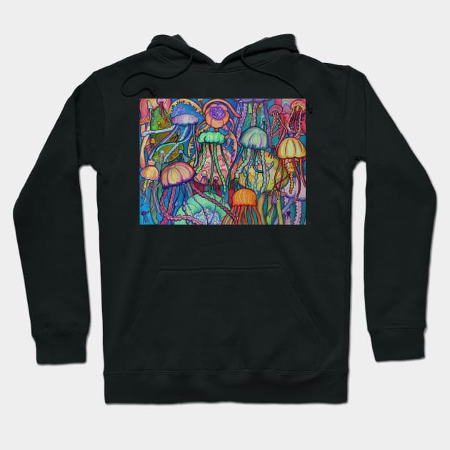 Jellyfish Swarm Hoodie by fun chaos amy